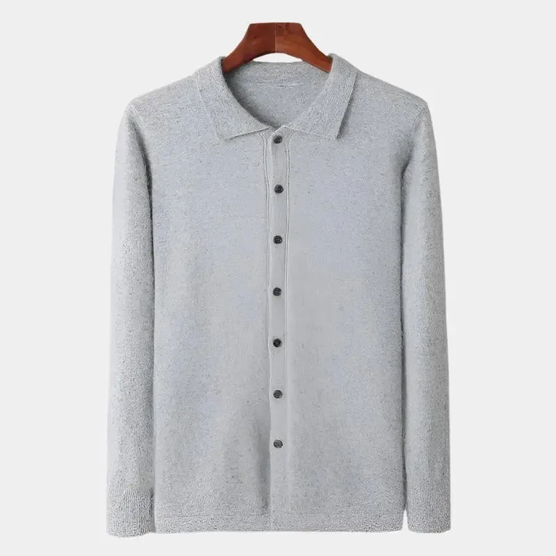 100% Cashmere Polo Cardigan - Cross & Crown