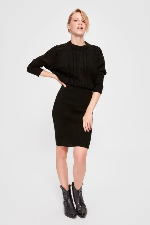 13040 Black Knitted Sweater Dress