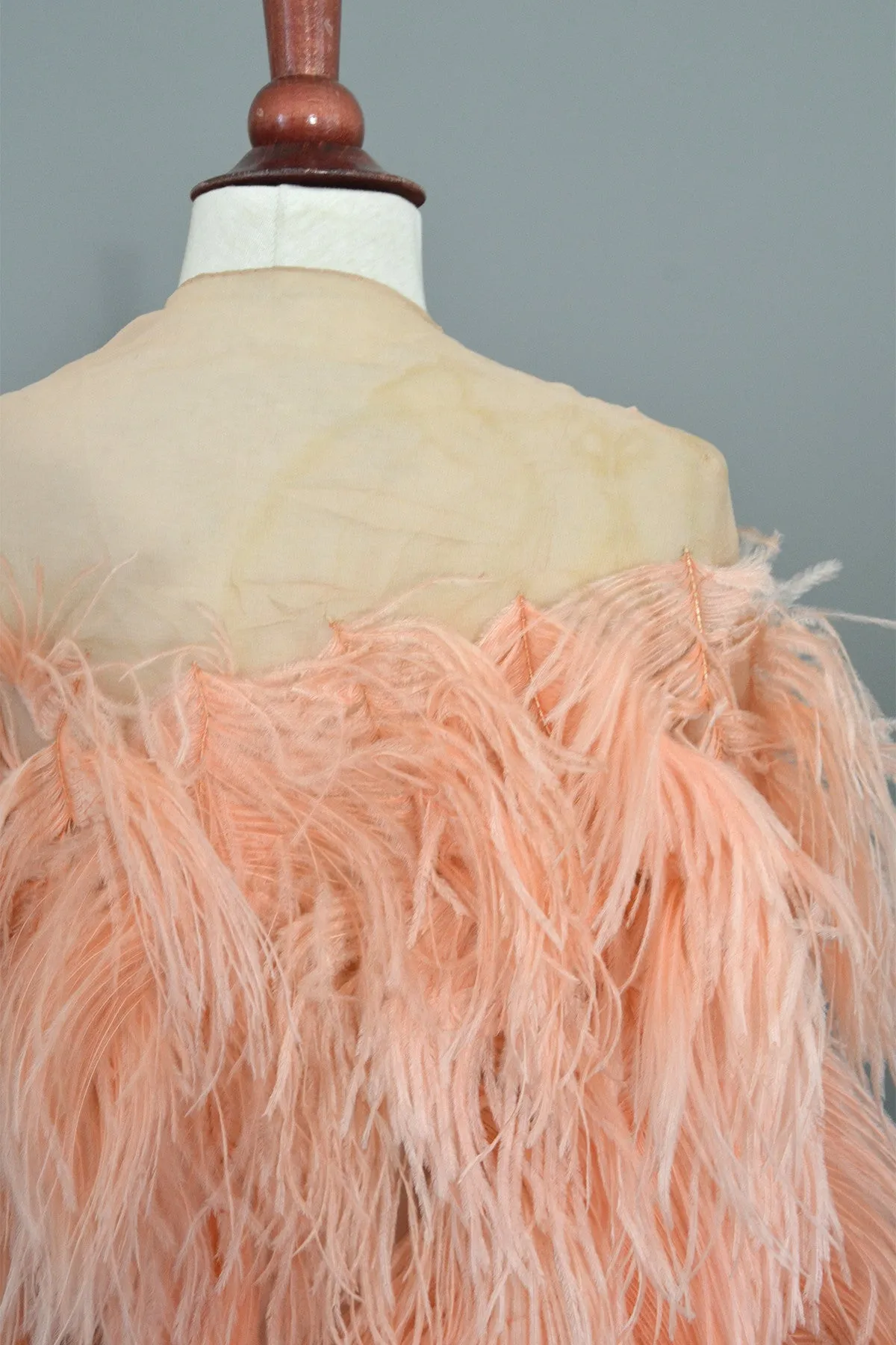 1920s Pink Feather Deco Shawl Cape Shrug