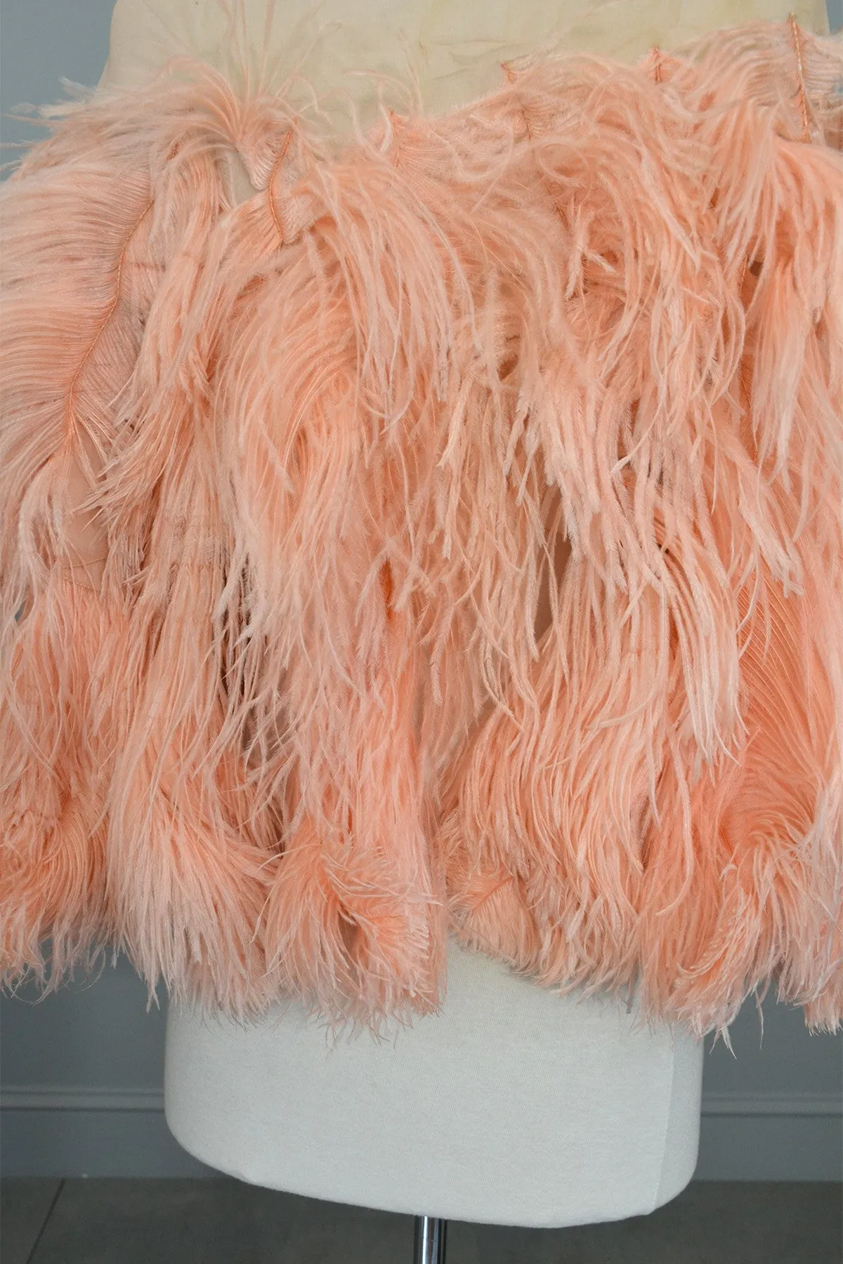 1920s Pink Feather Deco Shawl Cape Shrug