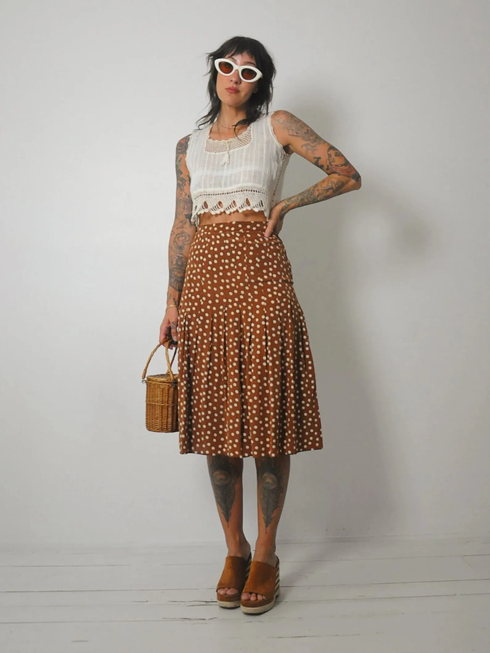 1940's Polka Dot Silk Skirt