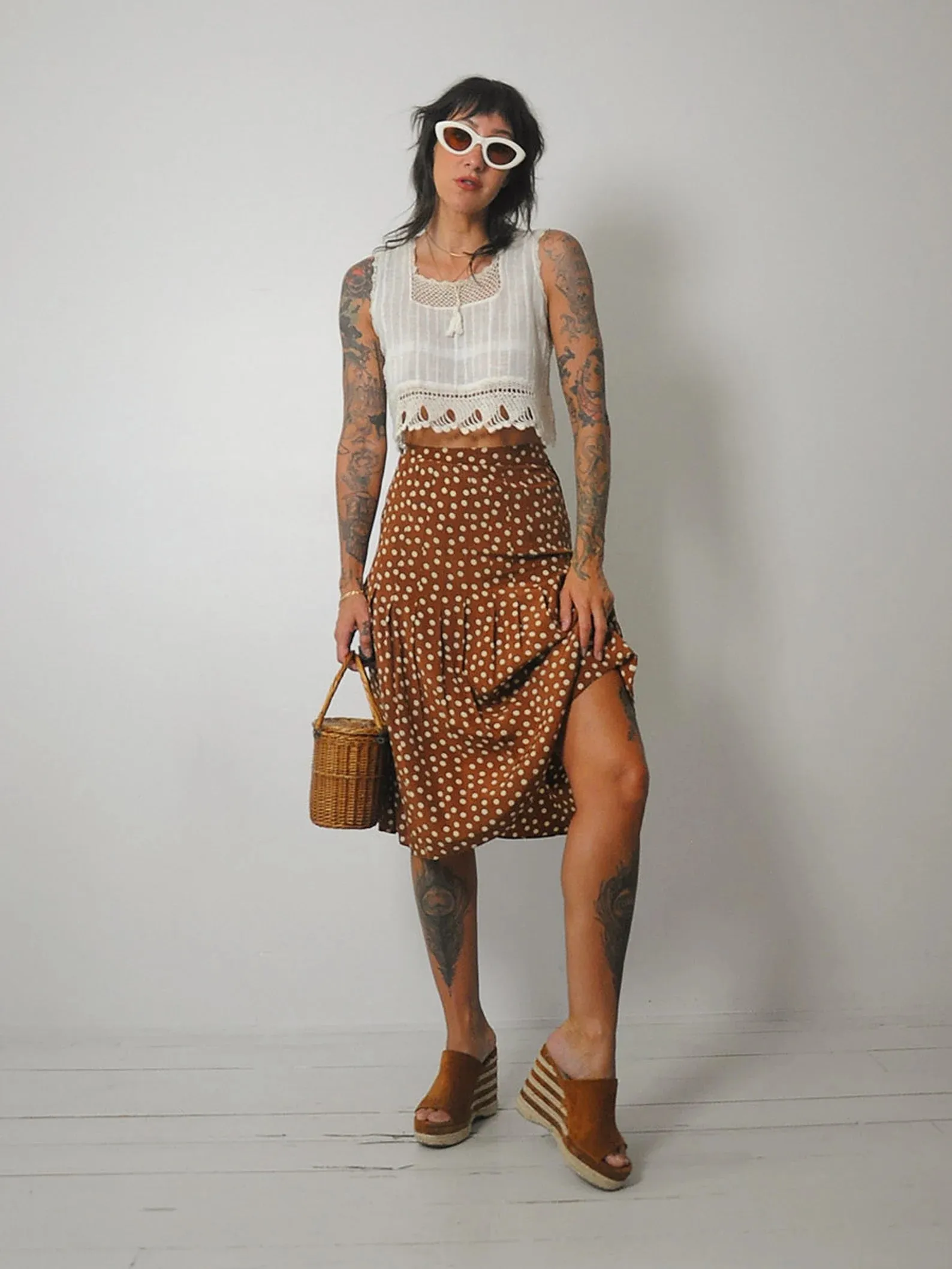 1940's Polka Dot Silk Skirt