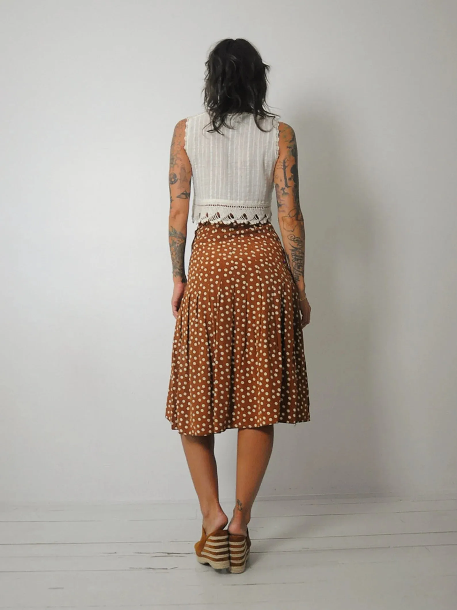 1940's Polka Dot Silk Skirt