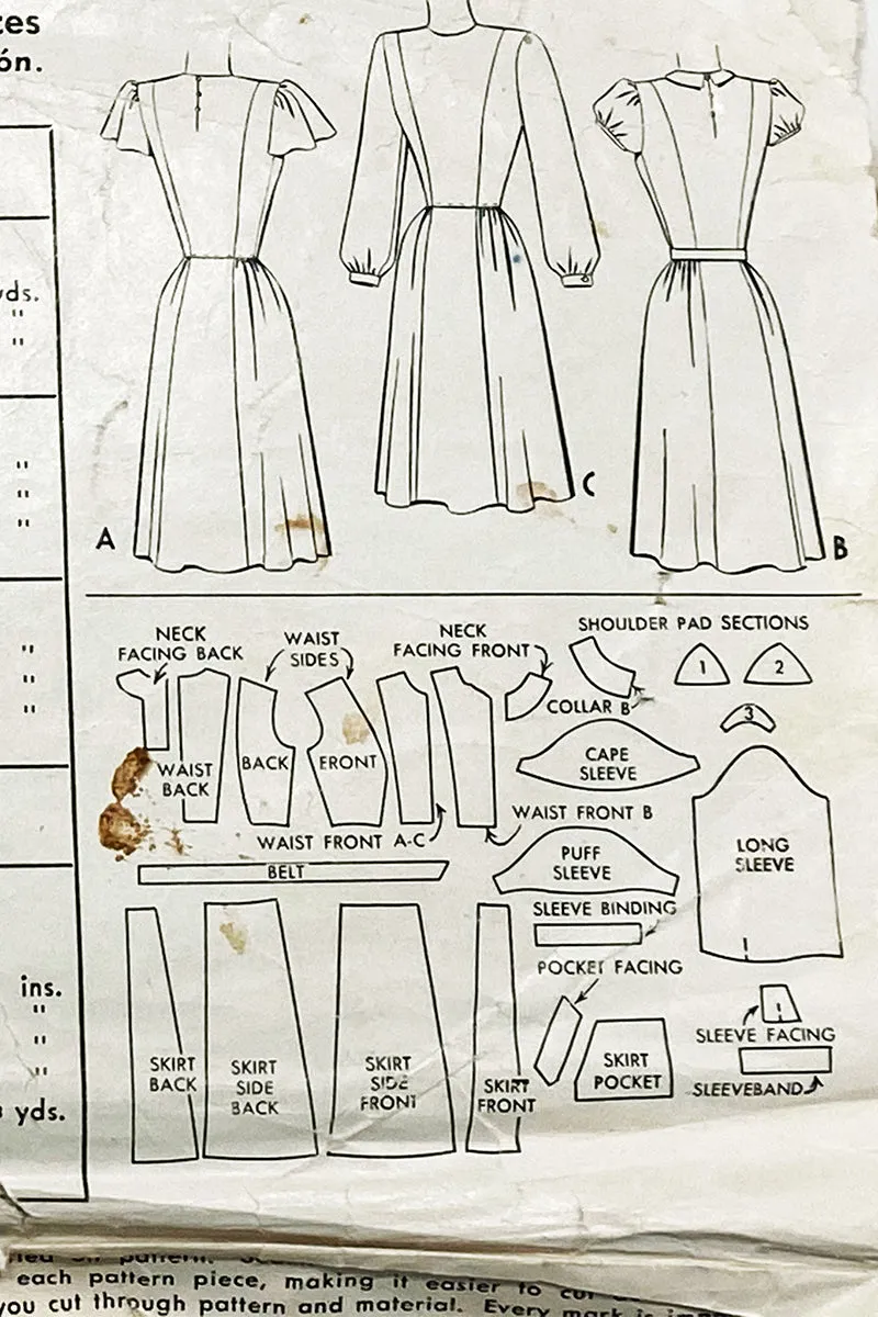 1946 McCall 6503 Vintage 1940s Dress Sewing Pattern