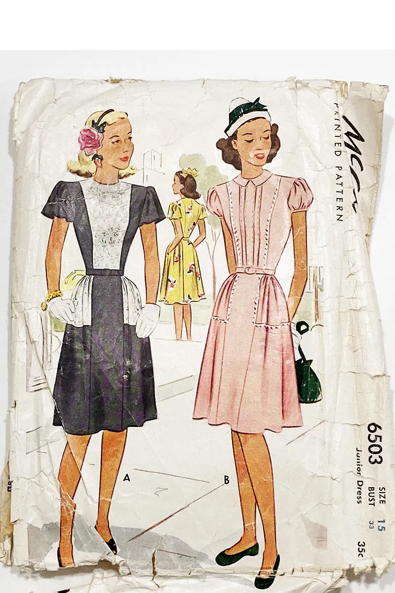 1946 McCall 6503 Vintage 1940s Dress Sewing Pattern