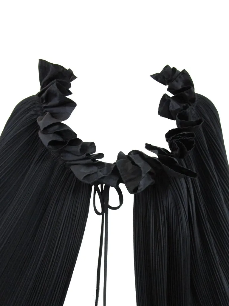 1980 Giorgio Sant'Angelo Avant-Garde Black Silk Pleated Cape for Neiman Marcus