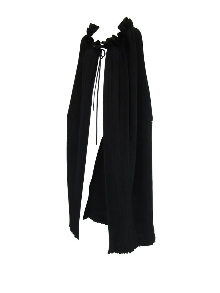 1980 Giorgio Sant'Angelo Avant-Garde Black Silk Pleated Cape for Neiman Marcus