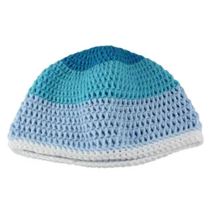 3 Shades of Blue Crochet Beanie Hat Medium/Large - JMCH33ML