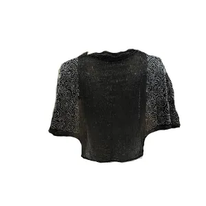 30s Black Chiffon Beaded Evening Capelet