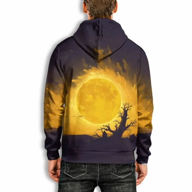 3D PRINT HOODIE WITH BEAUTIFUL MOON PRINT