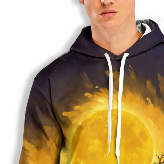 3D PRINT HOODIE WITH BEAUTIFUL MOON PRINT