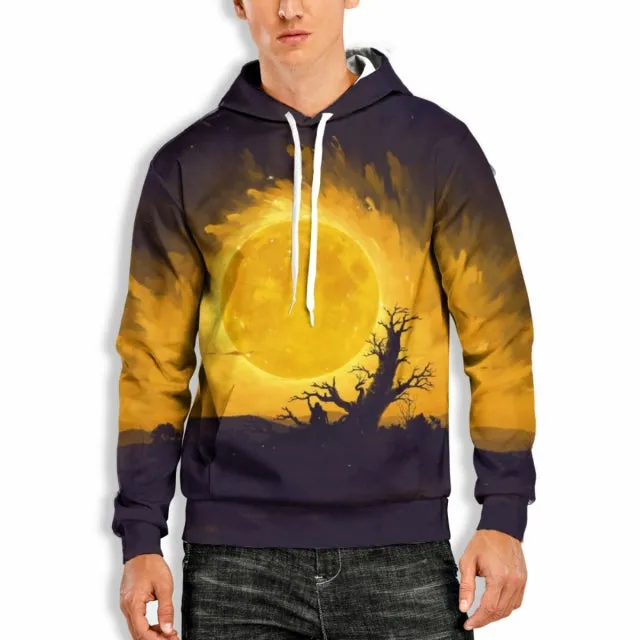 3D PRINT HOODIE WITH BEAUTIFUL MOON PRINT