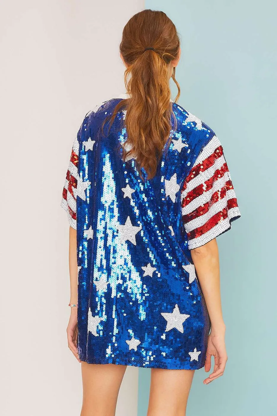 4th Of July Theme Sequin Tunic Top