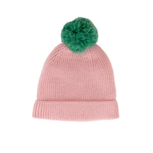 ACORN OSLO MERINO RIBBED BEANIE PINK/GREEN