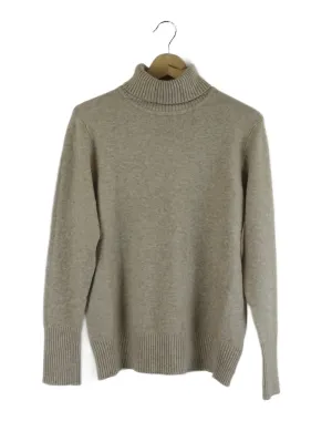 Amelius 'Manor' Oatmeal Knit Turtle Neck Jumper L | BNWT