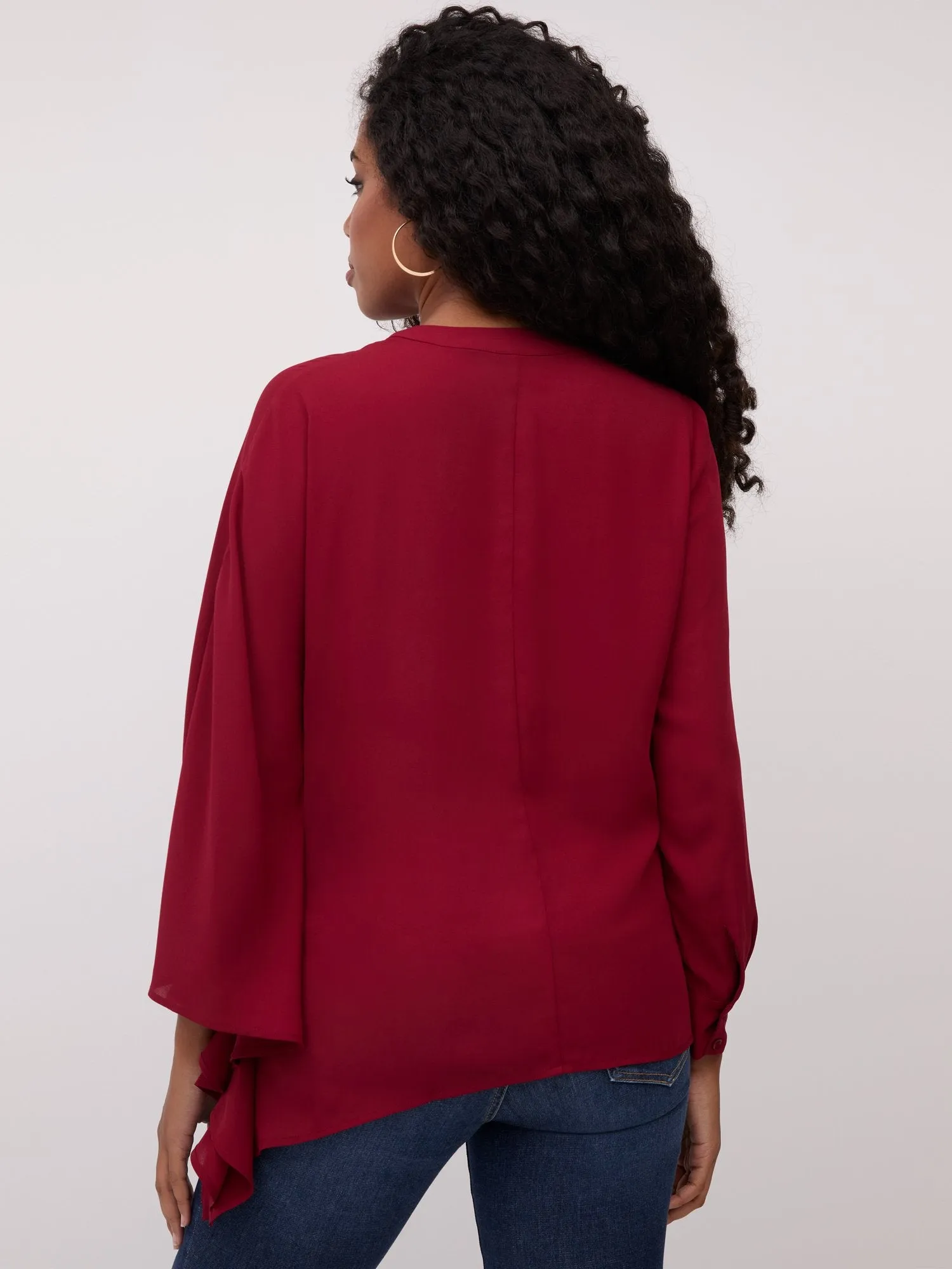 Asymmetric Button-Front Tunic Shirt