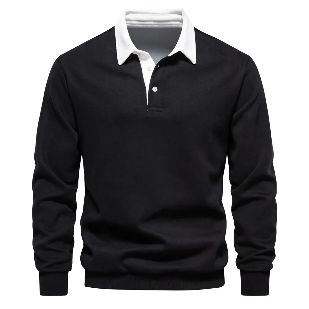 Autumn Fashion Design Polo Neck Sweatshirts for Men Casual and Social Wear Quality Cotton Mens Sweatshirts