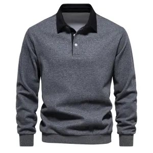 Autumn Fashion Design Polo Neck Sweatshirts for Men Casual and Social Wear Quality Cotton Mens Sweatshirts