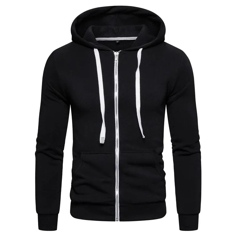 Autumn Winter Cotton Hoodied Mens Sweatshirts Solid Hoody Fleece Thick Hoodies Men Sportswear Zipper Sweatshirts Men