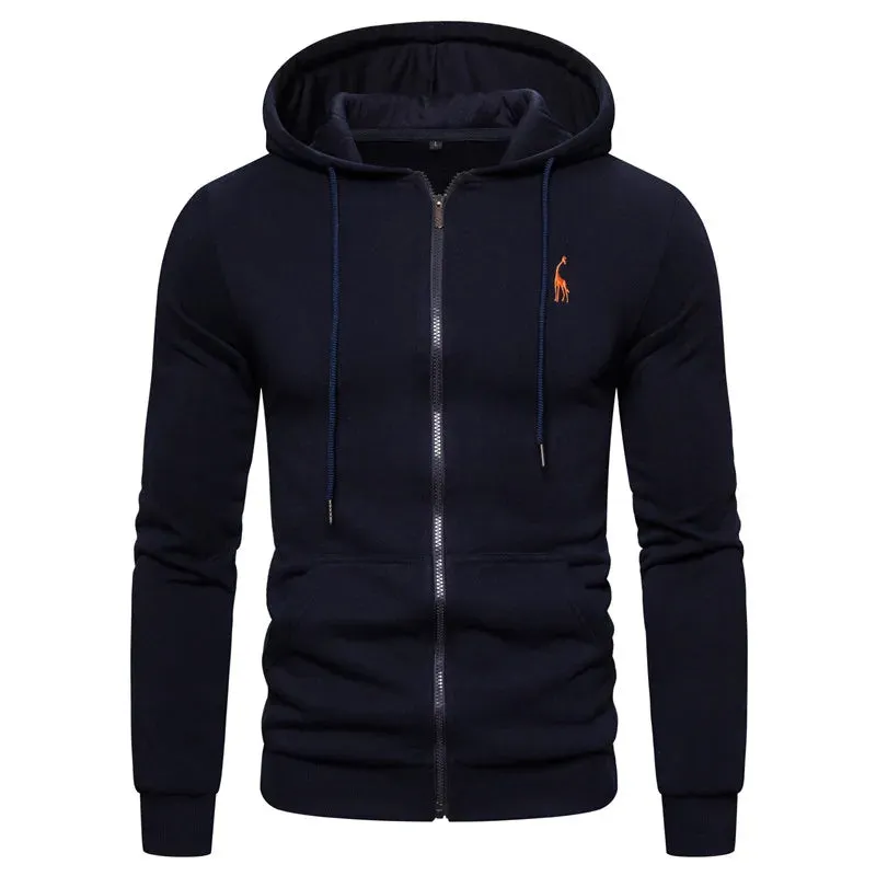 Autumn Winter Cotton Hoodied Mens Sweatshirts Solid Hoody Fleece Thick Hoodies Men Sportswear Zipper Sweatshirts Men