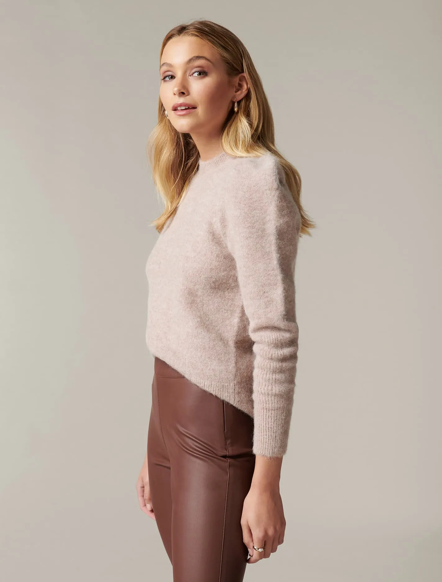 Ava Brushed Pleat Sleeve Knit Jumper