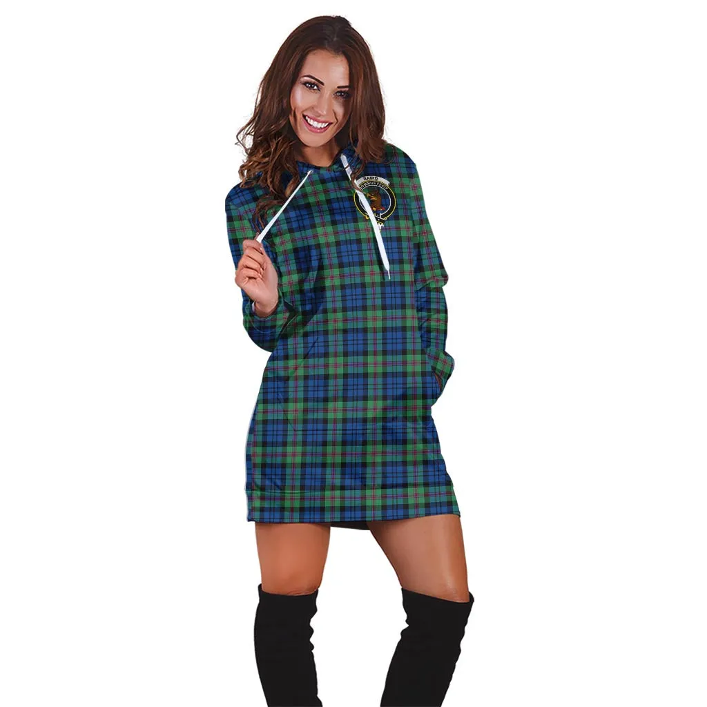 Baird Ancient Tartan Hoodie Dress with Family Crest