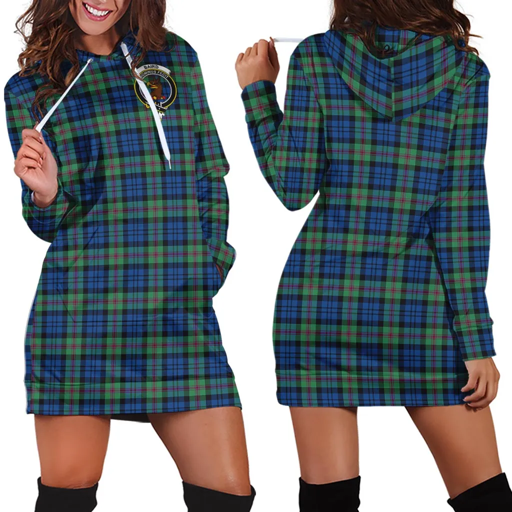 Baird Ancient Tartan Hoodie Dress with Family Crest