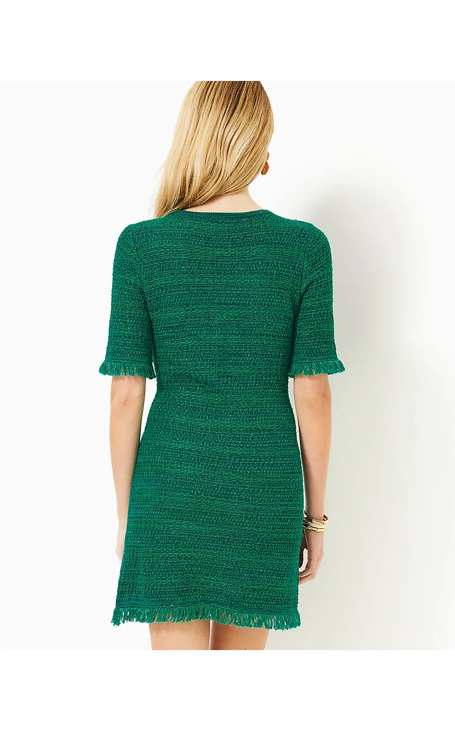 BECKINGTON SWEATER DRESS - FIDDLE LEAF GREEN METALLIC MARL