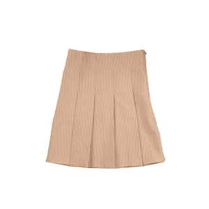 Belati Pale Pink Seersucker Pleated Skirt (BSK599)