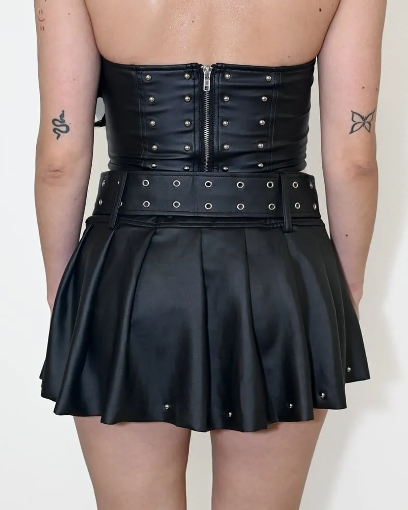 Black Belted Mini Skirt