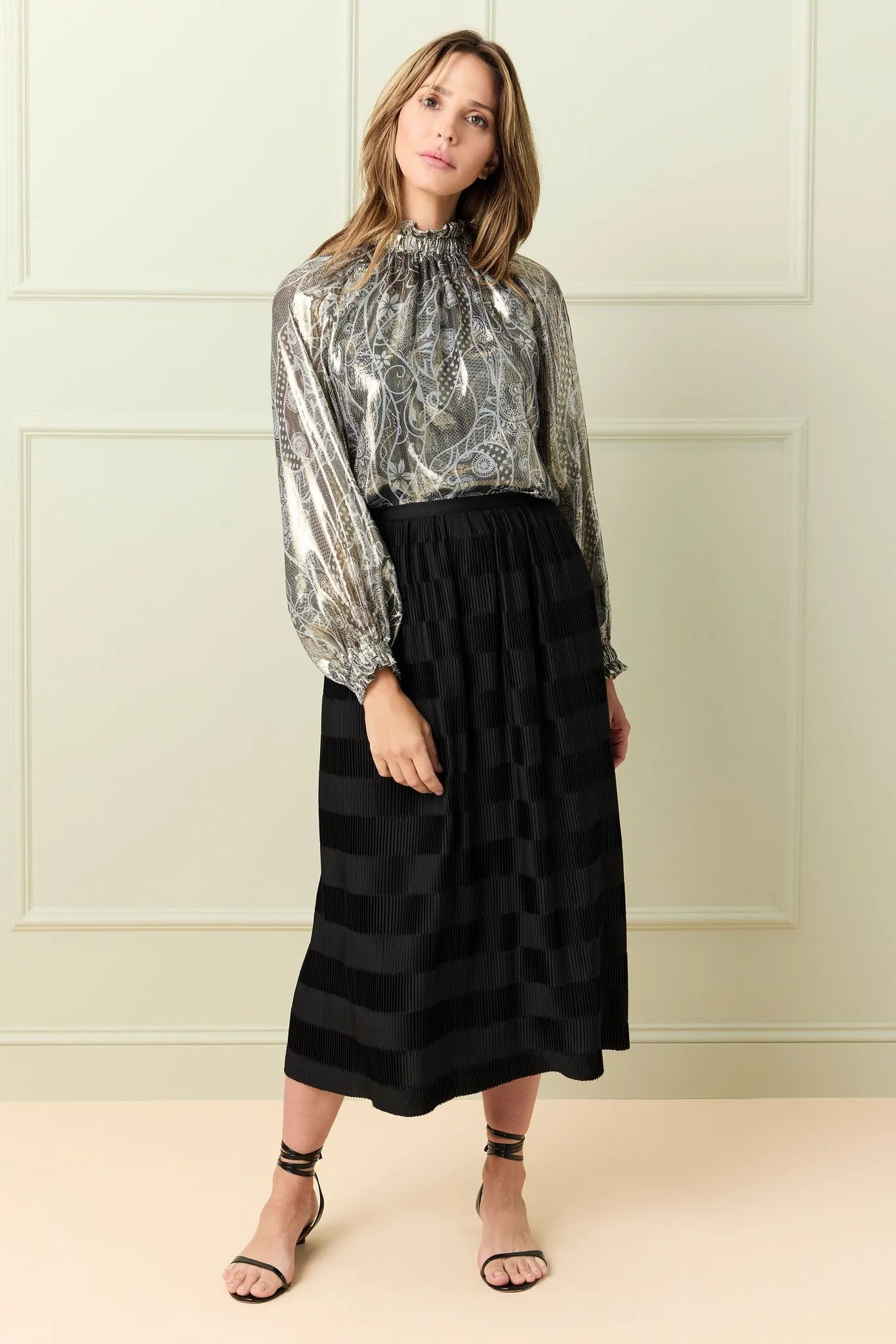 Black Pleated Long Skirt