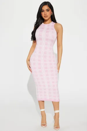 Blaire Sweater Midi Dress - Pink/combo