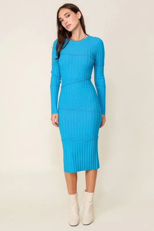 Blue Night Out Sweater Midi Dress