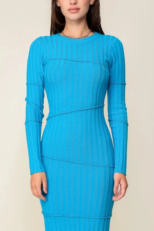 Blue Night Out Sweater Midi Dress