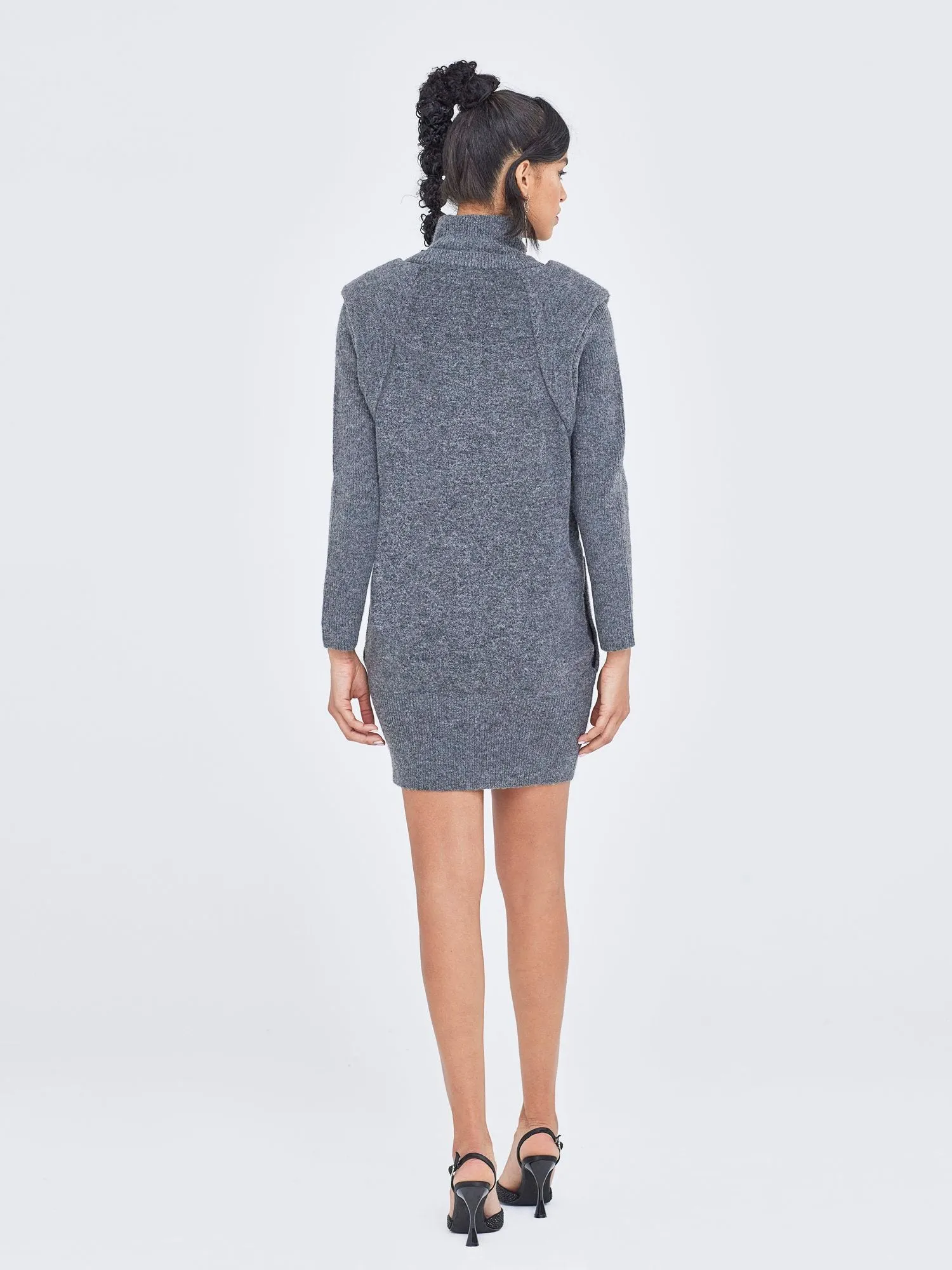 Bold-Shoulder Sweater Dress