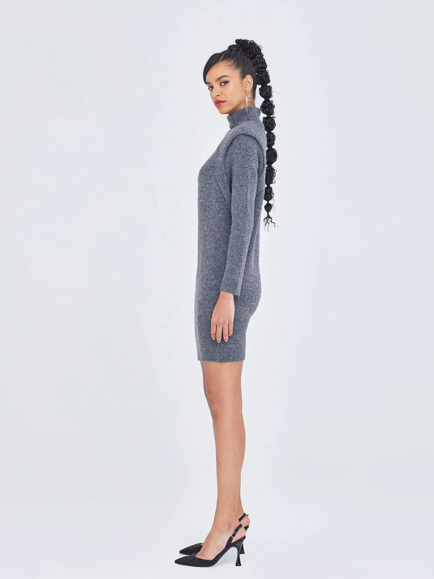 Bold-Shoulder Sweater Dress