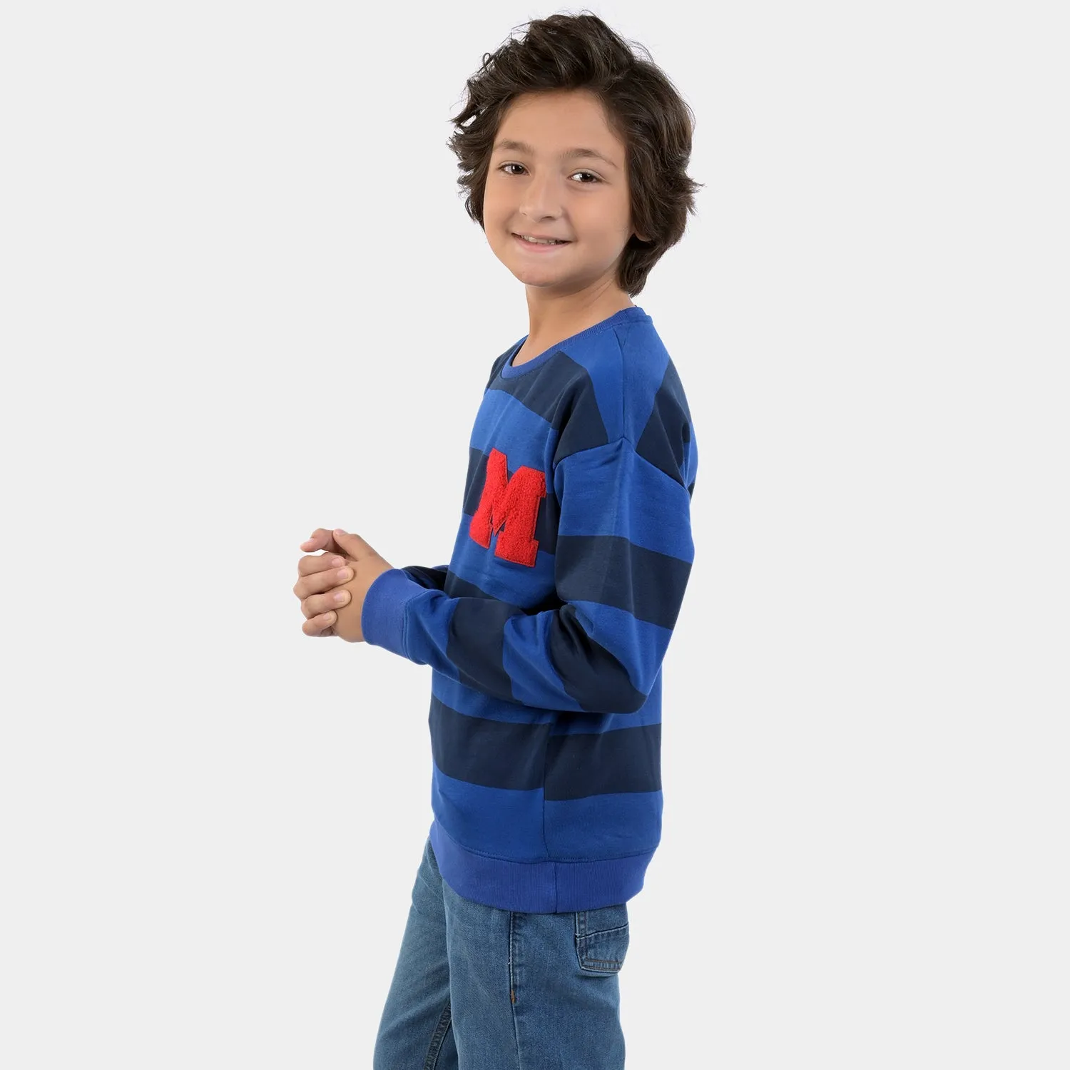 Boys Fleece Sweatshirt Hang On character-Blue