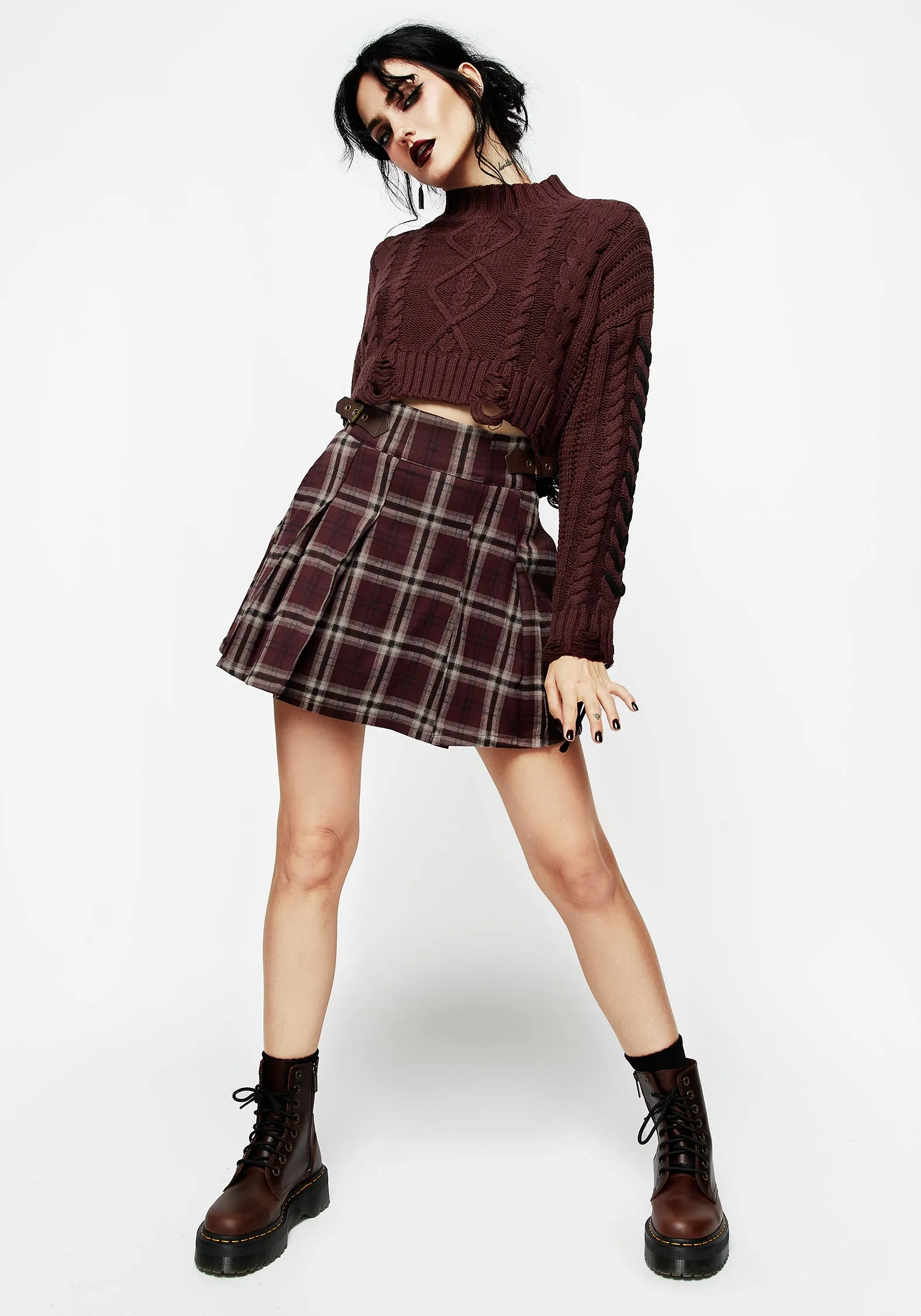 Bramble Check Pleated Mini Skirt