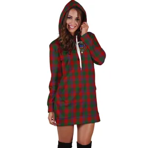 Bruce Old Tartan Hoodie Dress with Family Crest