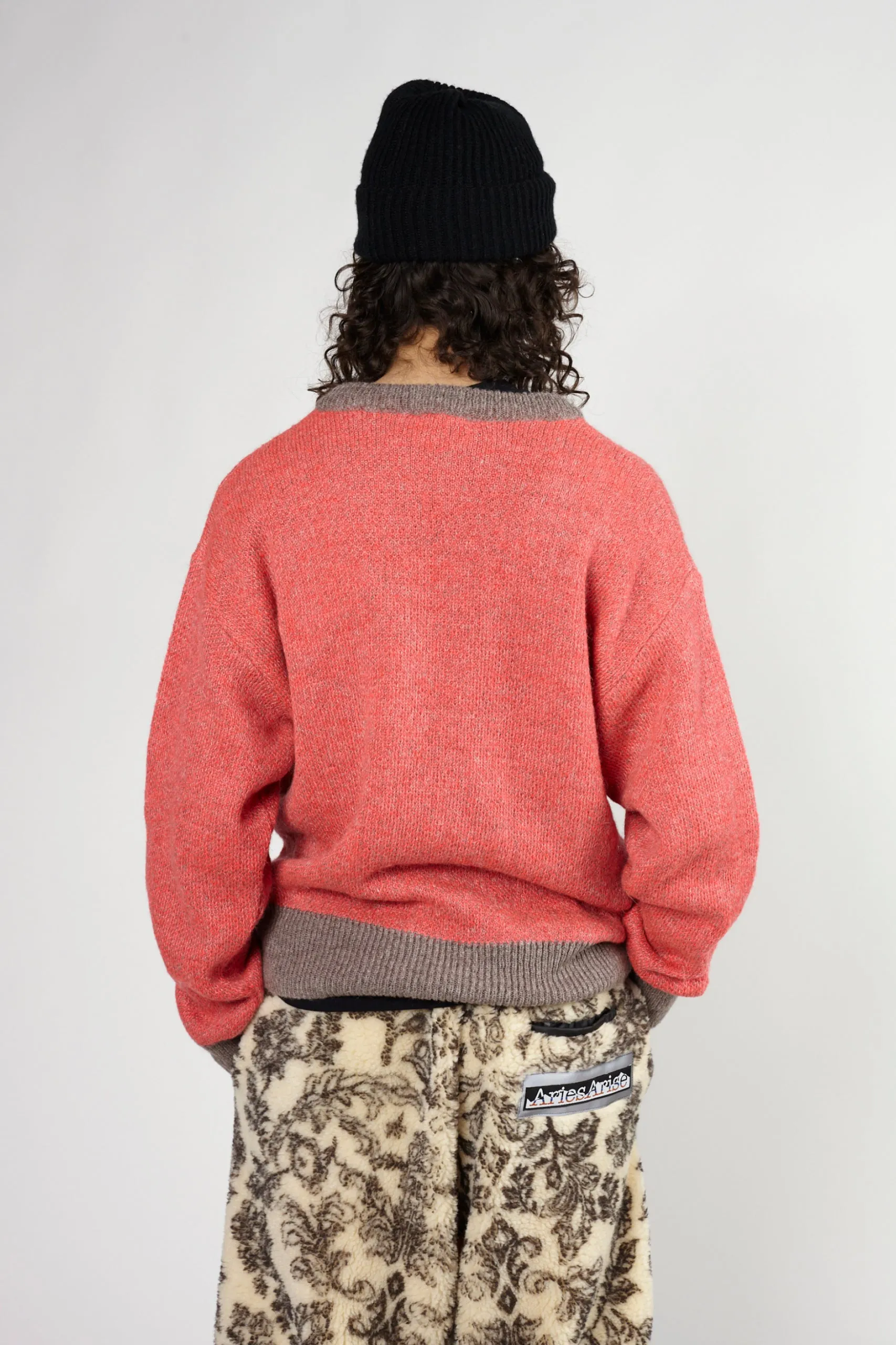 Brushed Mohair Crew Neck Knit Pink