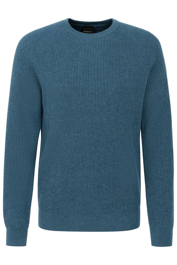 Bugatti - 3XL, Crew-Neck Lambswool Sweater, Teal