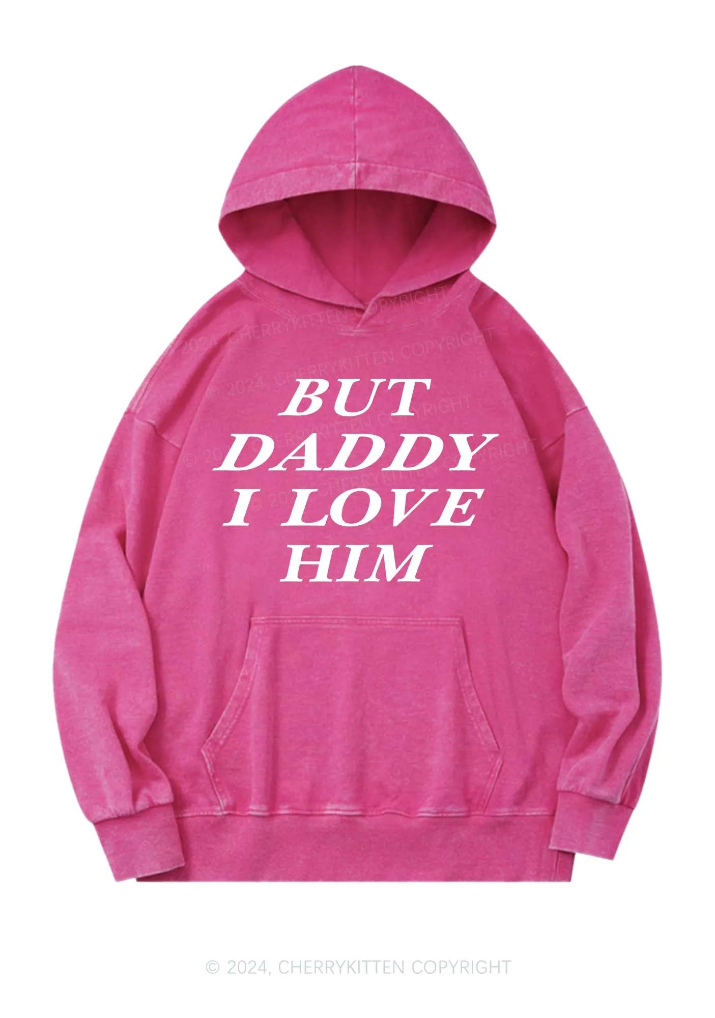 But Daddy I Love Him Y2K Washed Hoodie Cherrykitten