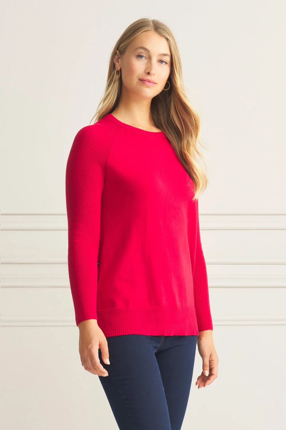 Button Side Detail Jumper - Rouge