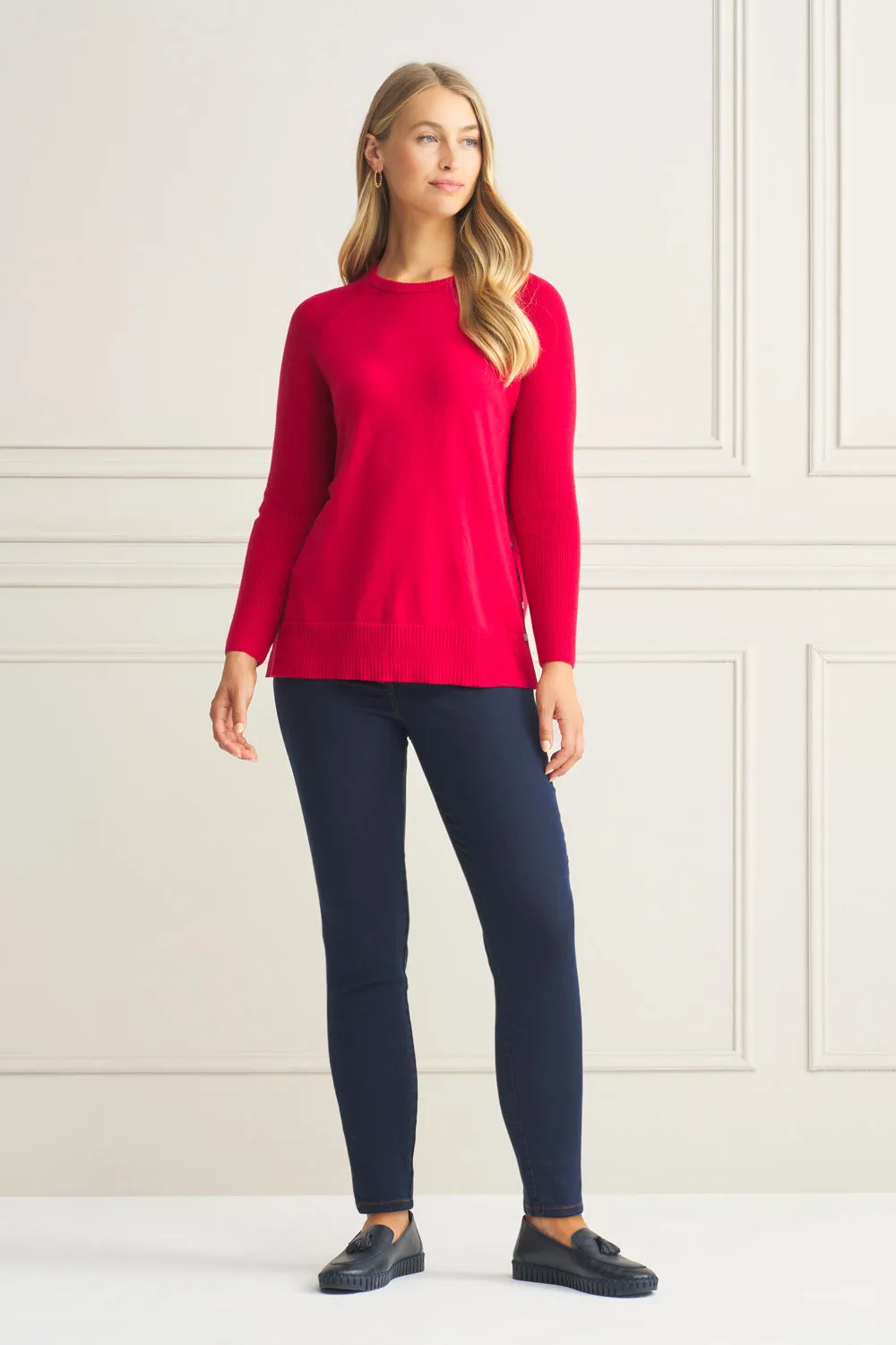 Button Side Detail Jumper - Rouge