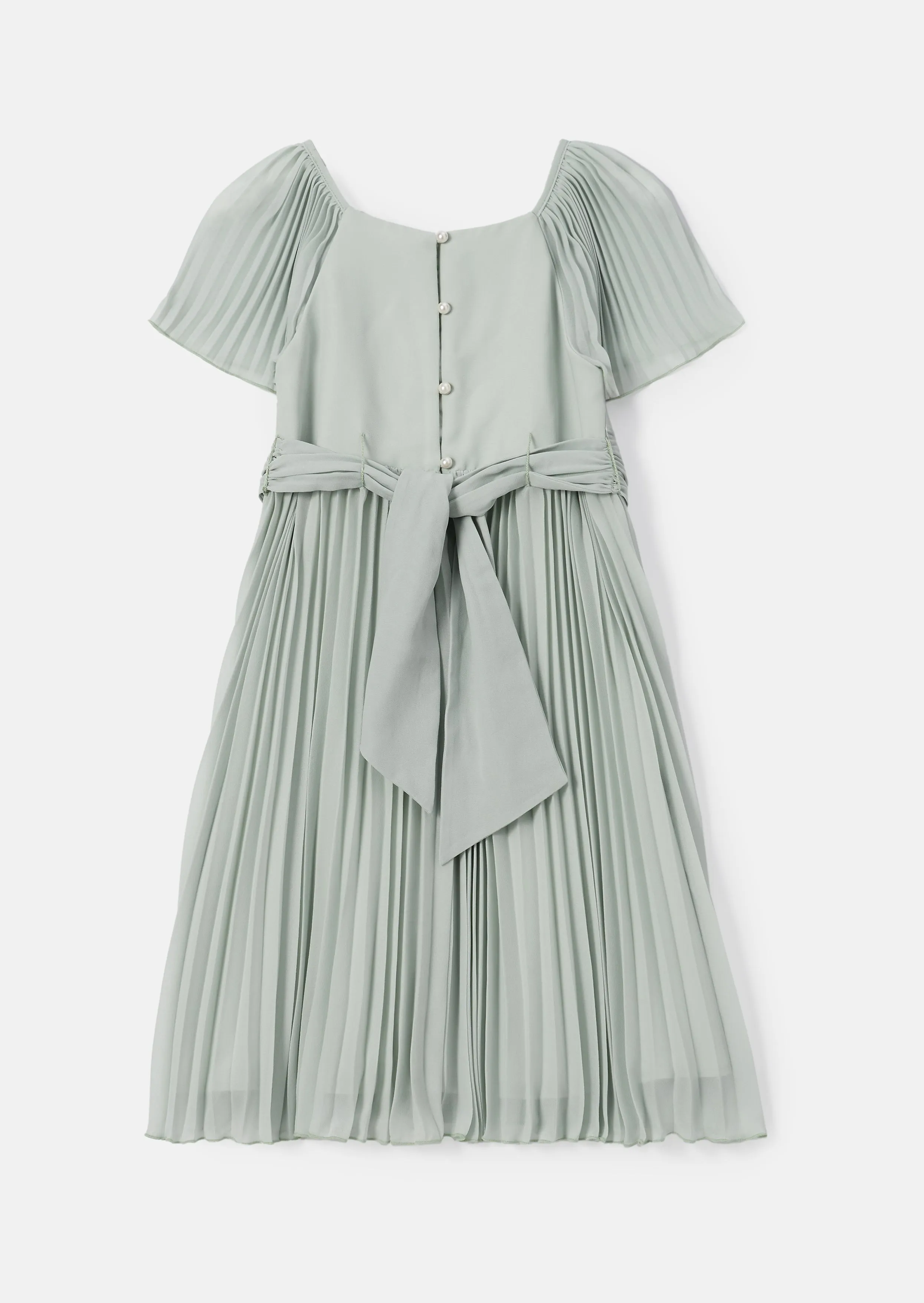 Camille Sage Pleated Midi Dress