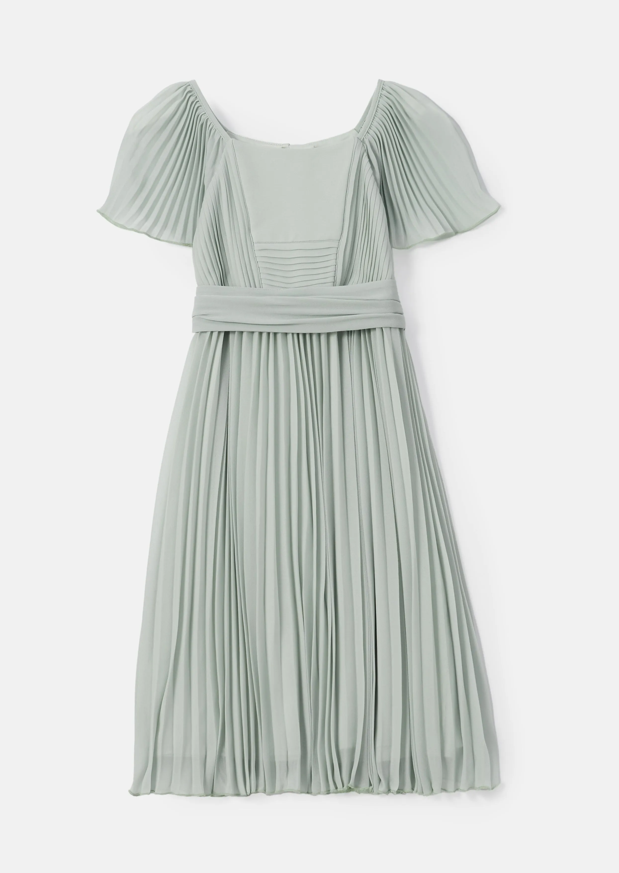 Camille Sage Pleated Midi Dress