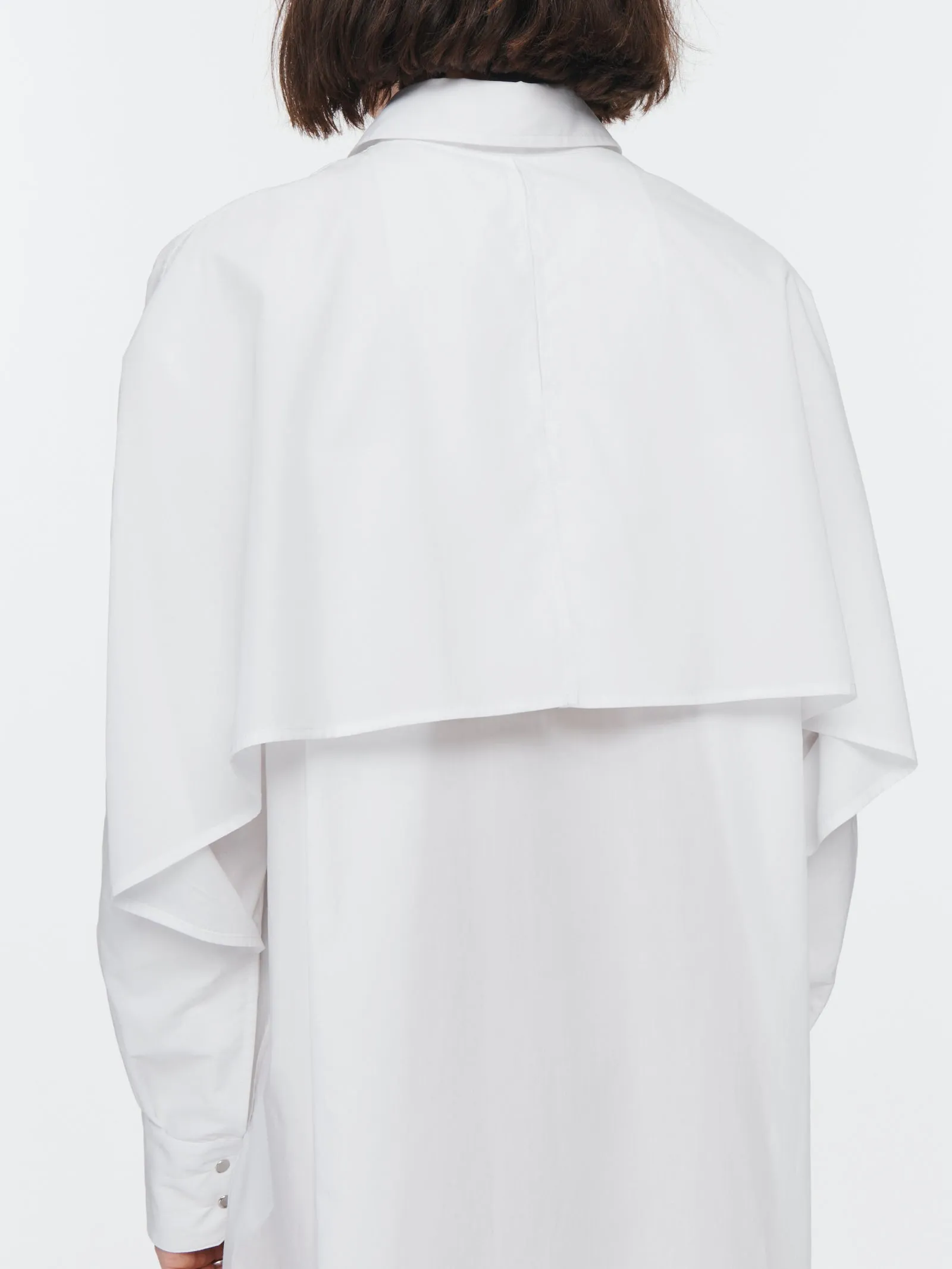 Cape Shirt Dress in White