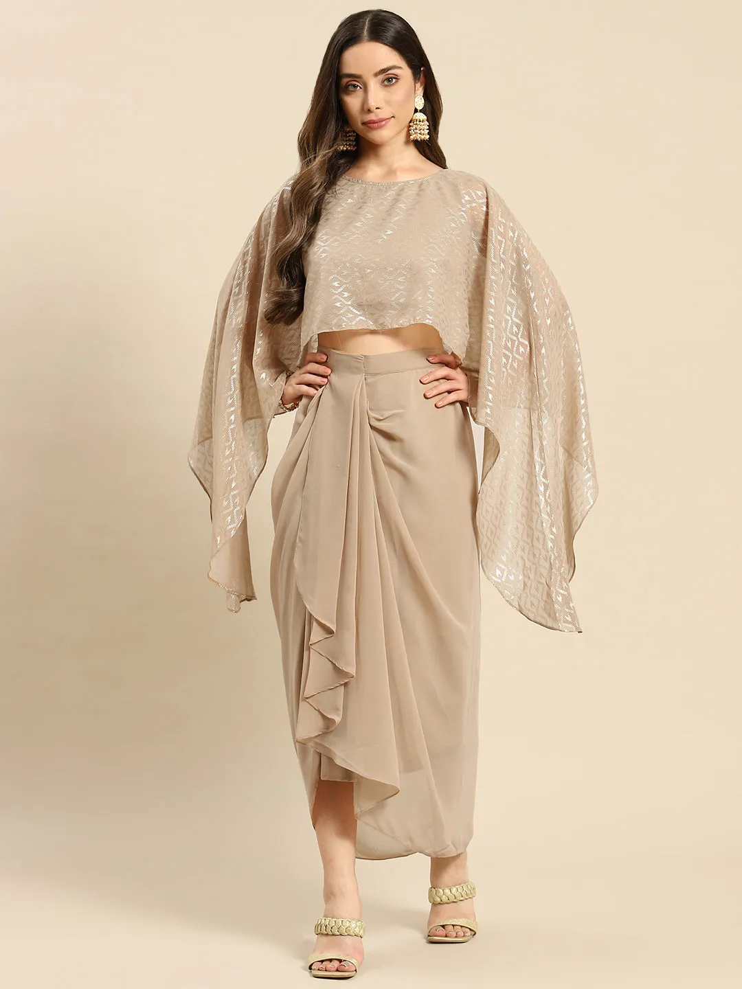 Cape top with draped skirt