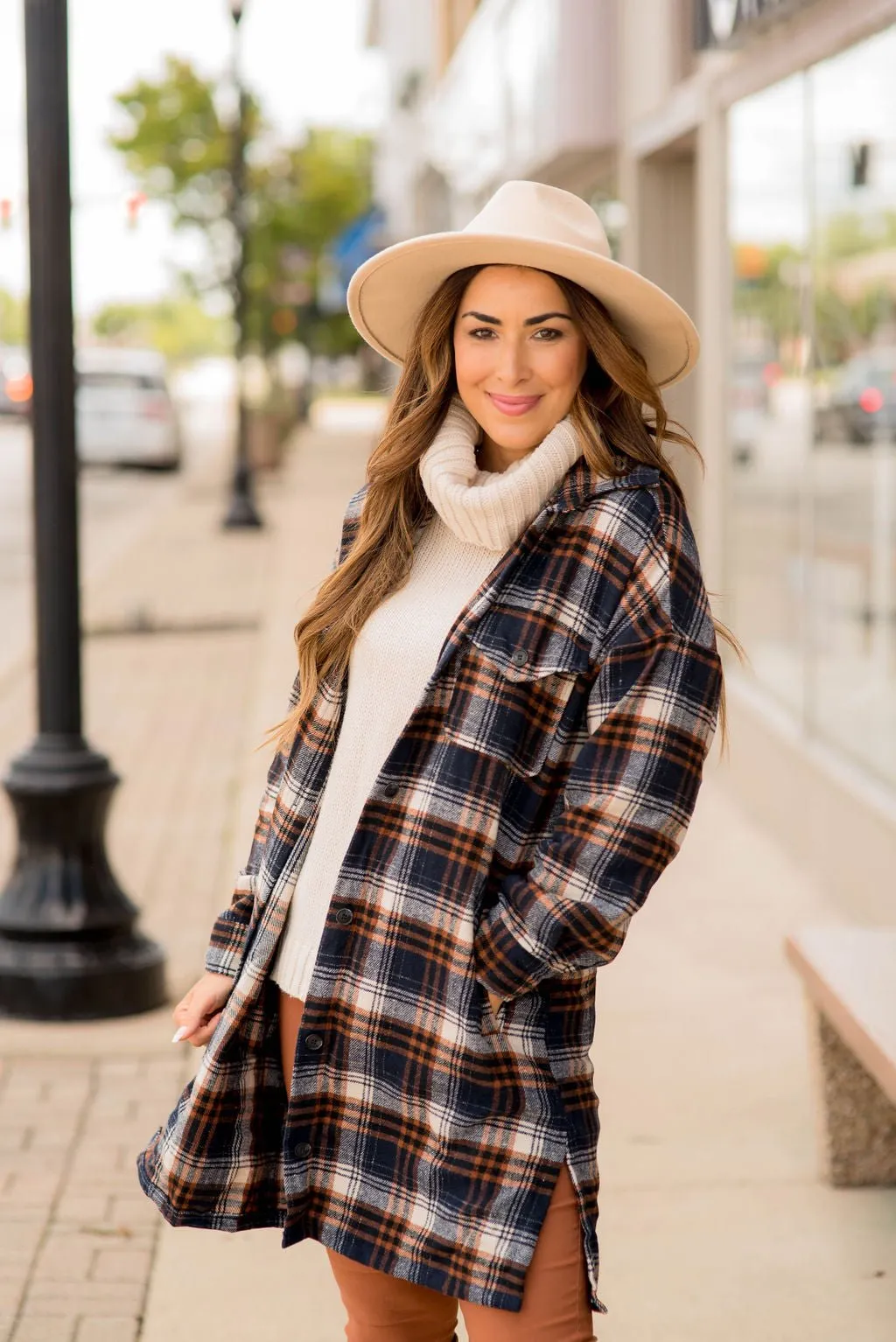 Chic Elongated Plaid Tunic Shacket