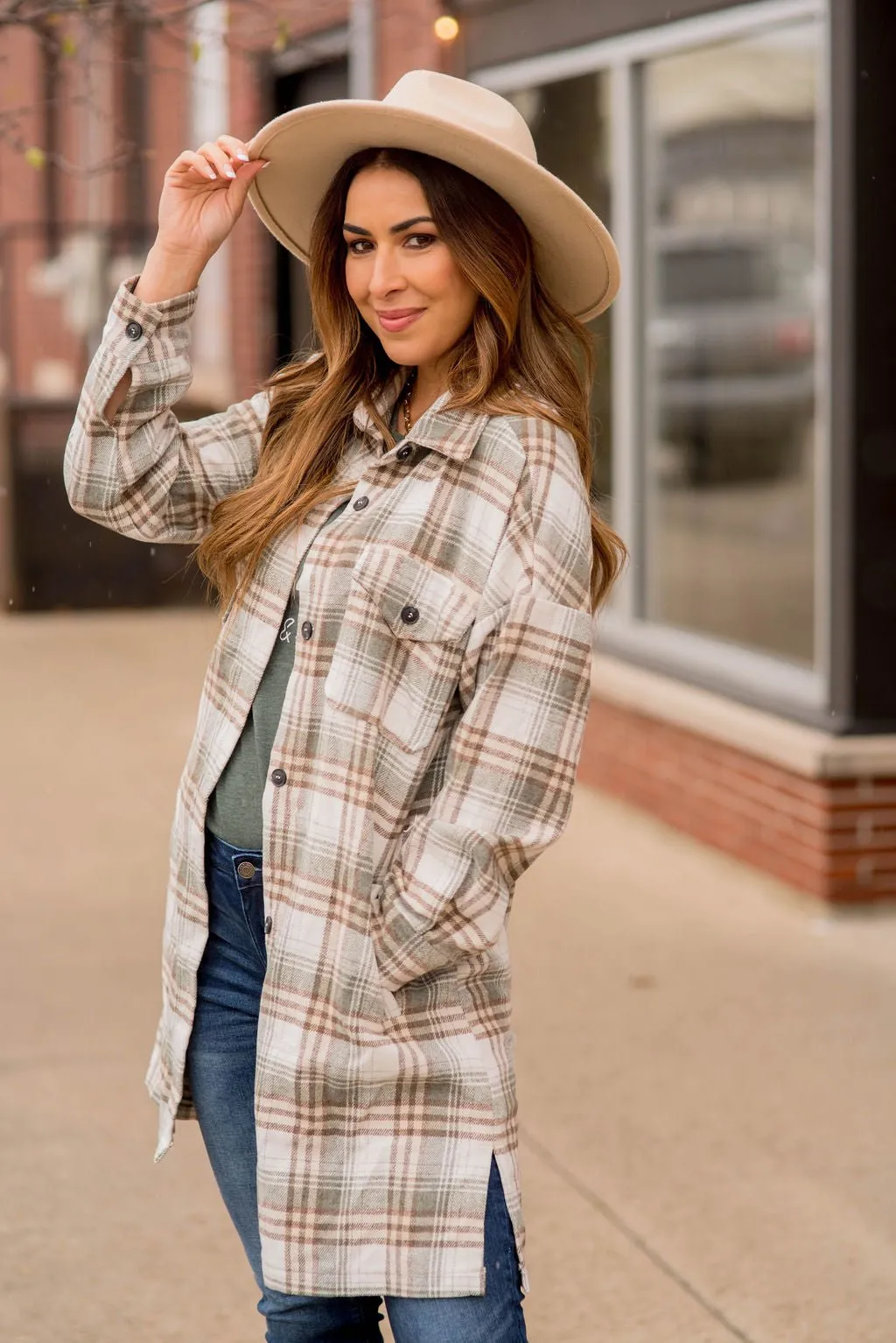 Chic Elongated Plaid Tunic Shacket